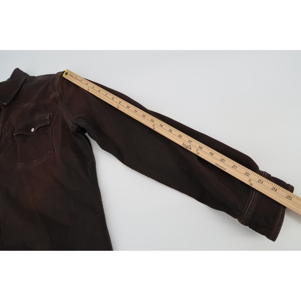 Teleria Zed Roper A Western Shirt Mens XL Distressed Brown Pearl Snap Italy - Picture 11 of 13